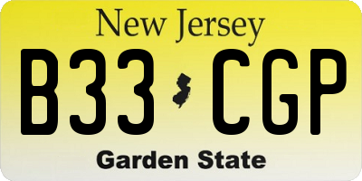 NJ license plate B33CGP