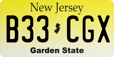 NJ license plate B33CGX