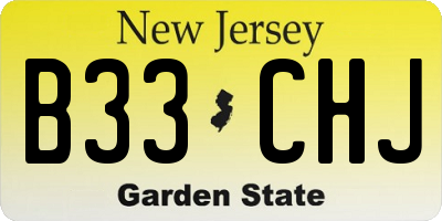 NJ license plate B33CHJ