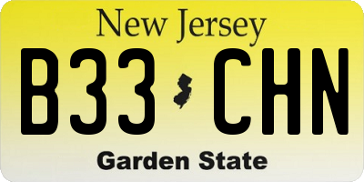 NJ license plate B33CHN