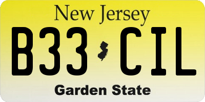 NJ license plate B33CIL