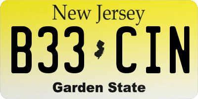NJ license plate B33CIN