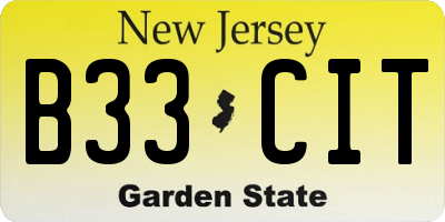 NJ license plate B33CIT