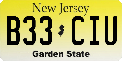 NJ license plate B33CIU