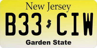 NJ license plate B33CIW
