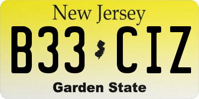 NJ license plate B33CIZ