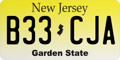 NJ license plate B33CJA