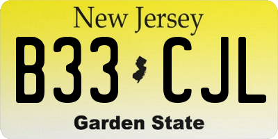 NJ license plate B33CJL