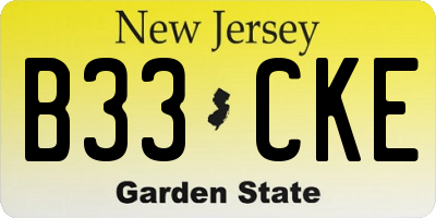 NJ license plate B33CKE