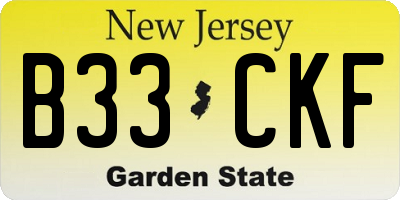 NJ license plate B33CKF