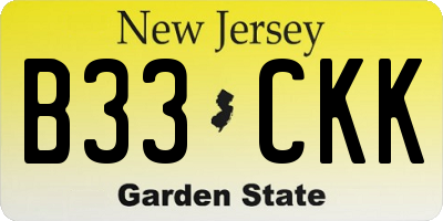 NJ license plate B33CKK