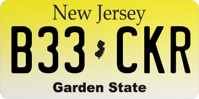 NJ license plate B33CKR