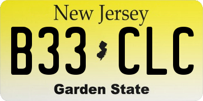 NJ license plate B33CLC