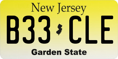 NJ license plate B33CLE