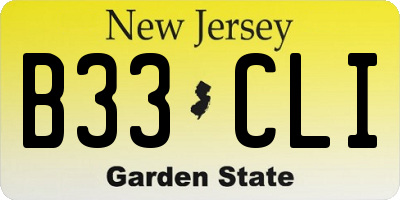 NJ license plate B33CLI