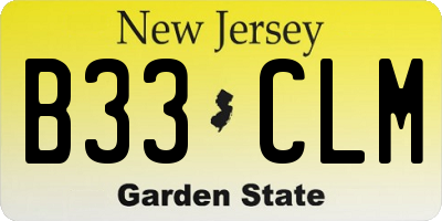 NJ license plate B33CLM