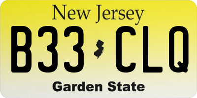 NJ license plate B33CLQ