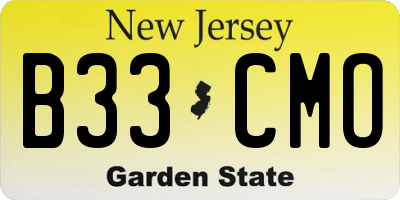 NJ license plate B33CMO