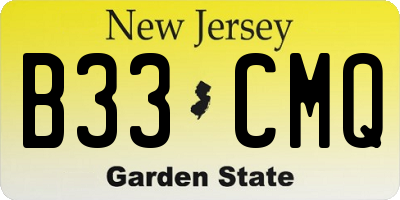 NJ license plate B33CMQ