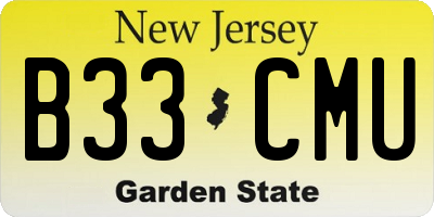NJ license plate B33CMU
