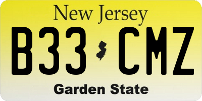 NJ license plate B33CMZ