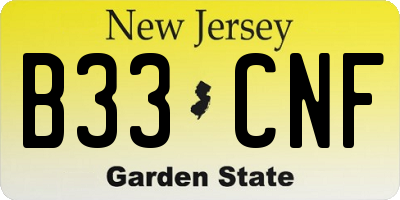 NJ license plate B33CNF