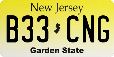 NJ license plate B33CNG