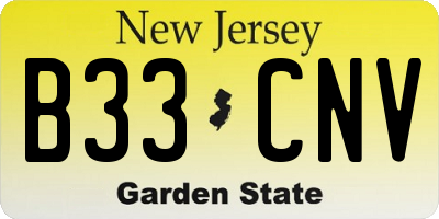 NJ license plate B33CNV