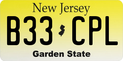 NJ license plate B33CPL