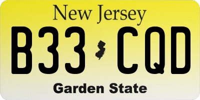 NJ license plate B33CQD