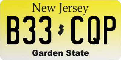NJ license plate B33CQP
