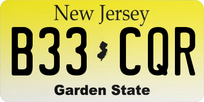 NJ license plate B33CQR