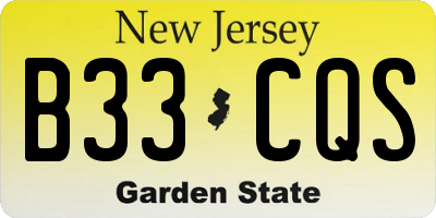 NJ license plate B33CQS