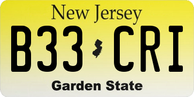 NJ license plate B33CRI