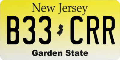 NJ license plate B33CRR