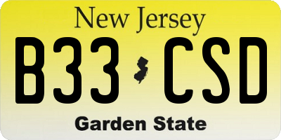 NJ license plate B33CSD