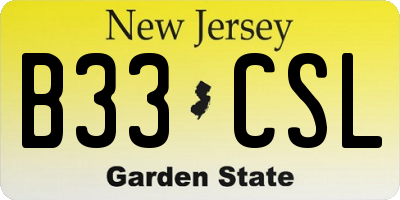 NJ license plate B33CSL