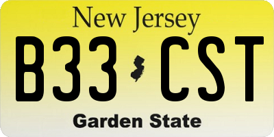 NJ license plate B33CST