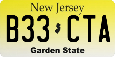 NJ license plate B33CTA