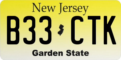 NJ license plate B33CTK