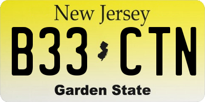 NJ license plate B33CTN