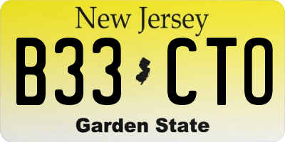 NJ license plate B33CTO