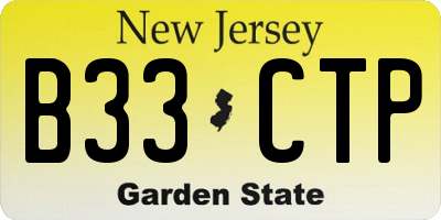 NJ license plate B33CTP