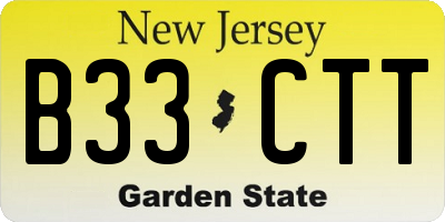 NJ license plate B33CTT