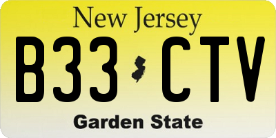 NJ license plate B33CTV