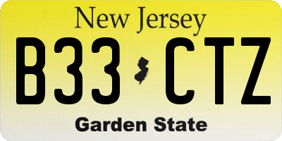 NJ license plate B33CTZ