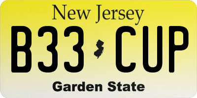 NJ license plate B33CUP
