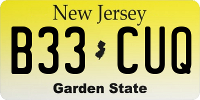 NJ license plate B33CUQ