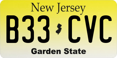 NJ license plate B33CVC
