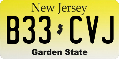 NJ license plate B33CVJ